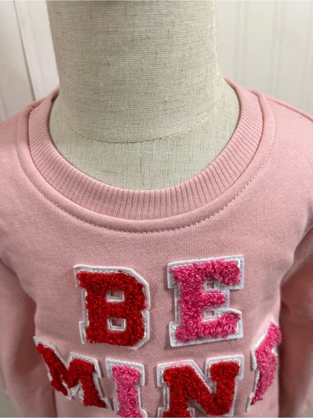 Little Lass Pink Sweatshirt and Red Sequin Skirt Set